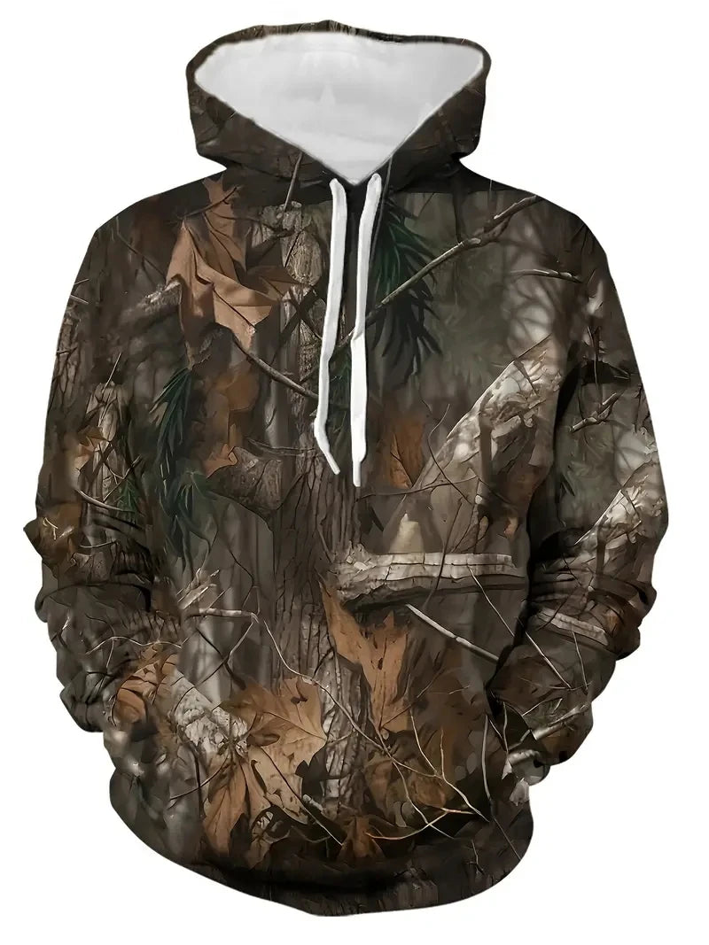 Capucha de Camuflaje 3D de Hojas de Bosque - Pulóver Unisex Estilo Urbano").