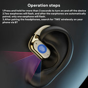 Open Ear Wireless Earbuds Bluetooth Headphones, 50Hrs Playtime Stereo Sound Earphones with IPX7 Waterproof Ear Buds for Fitness