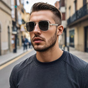 Gafas de Sol Cuadradas Vintage Metalizadas • Lentes Retro Grunge Unisex Estilo Urbano.