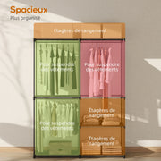 HOMCOM Armario de Tela Modulable con Barra para Colgar y Estantes - 111x43x185 cm